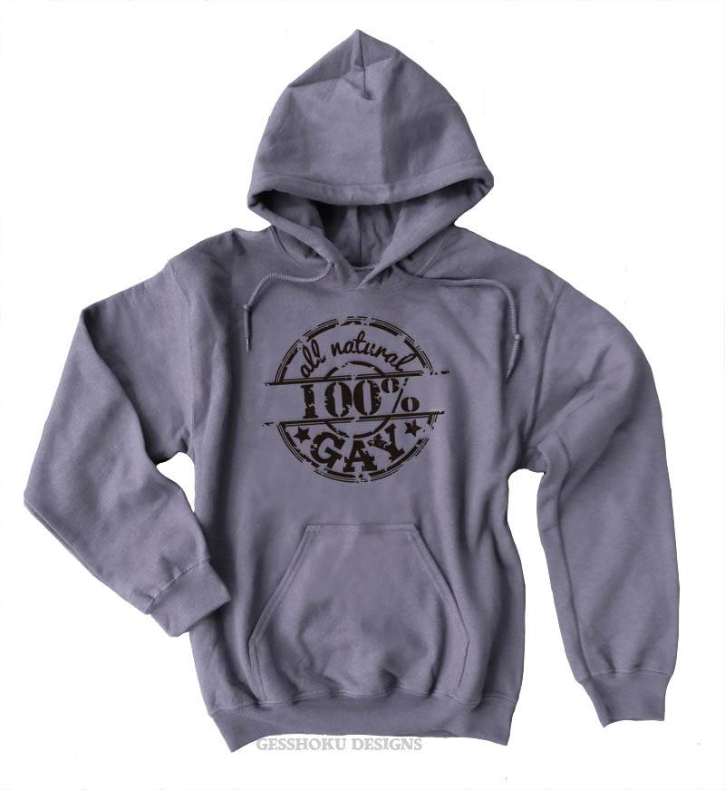 100% All Natural Gay Pullover Hoodie - Charcoal Grey