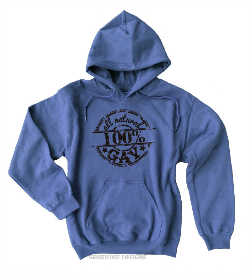100% All Natural Gay Pullover Hoodie - Heather Blue