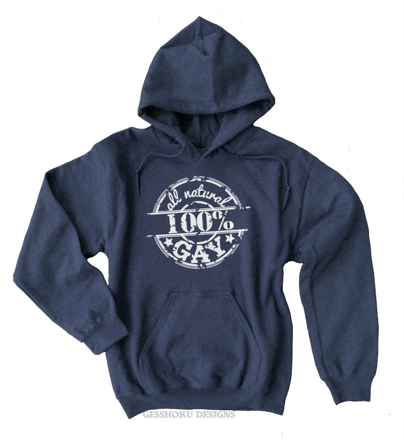 100% All Natural Gay Pullover Hoodie - Heather Navy