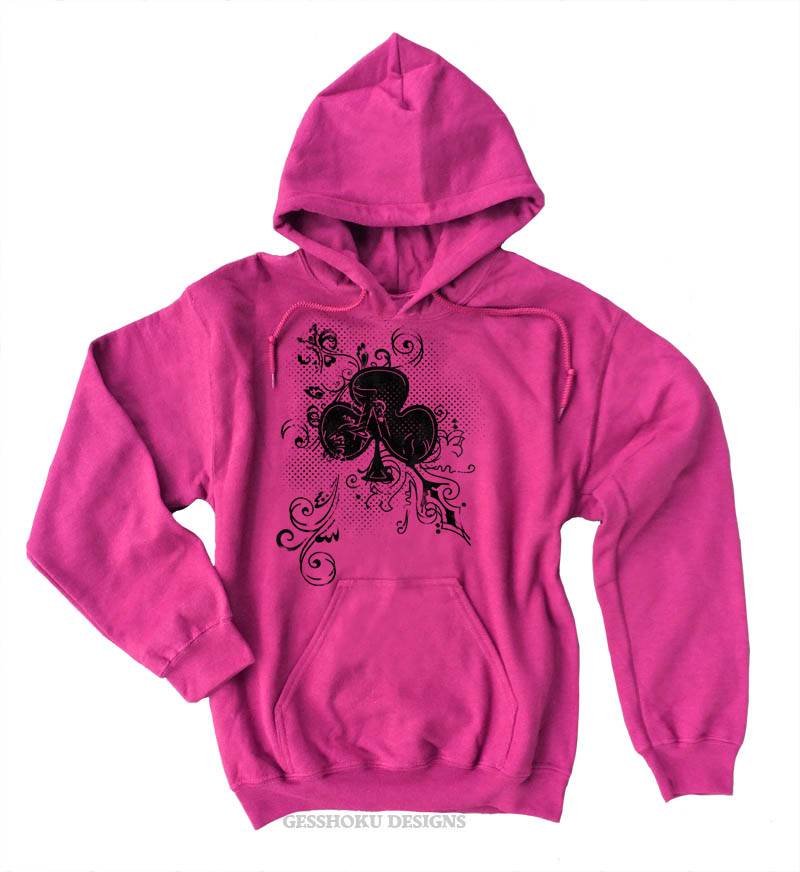 Ace of Clovers Pullover Hoodie - Hot Pink