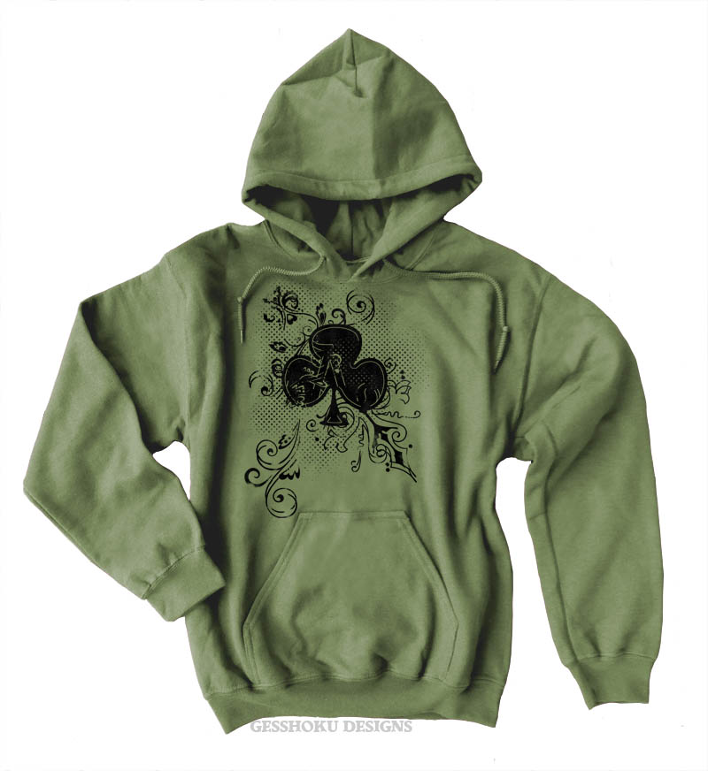 Ace of Clovers Pullover Hoodie - Olive Green