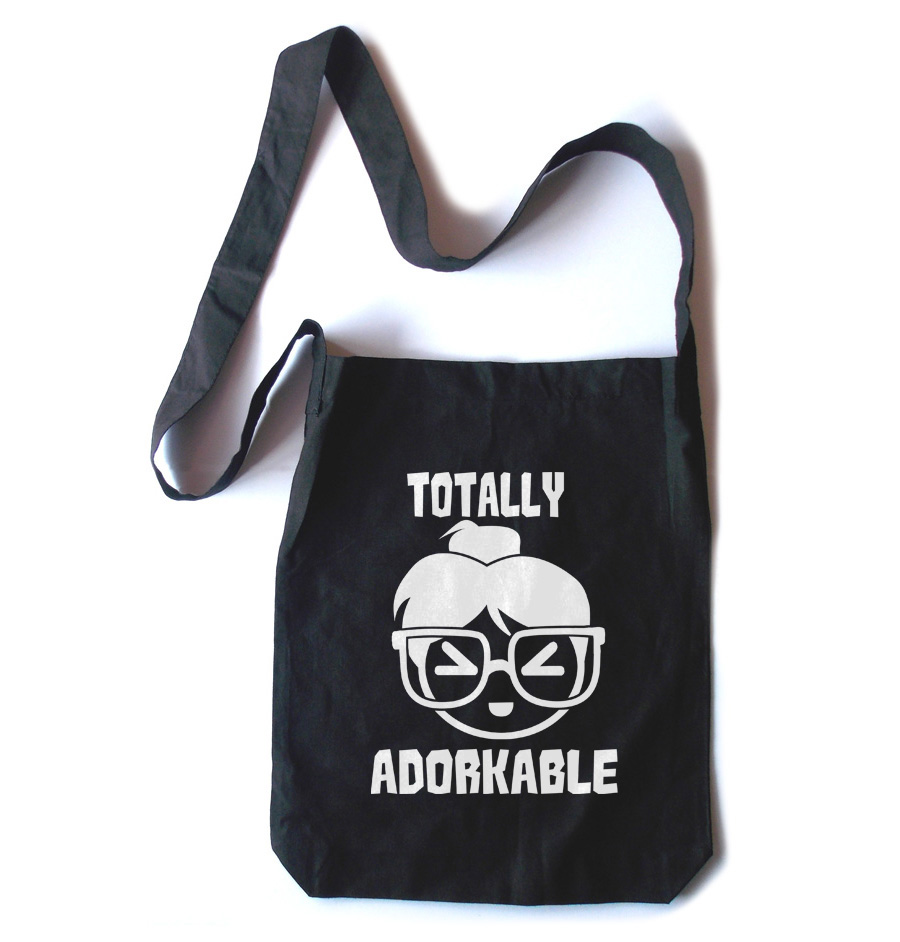 Totally Adorkable Crossbody Tote Bag - Black