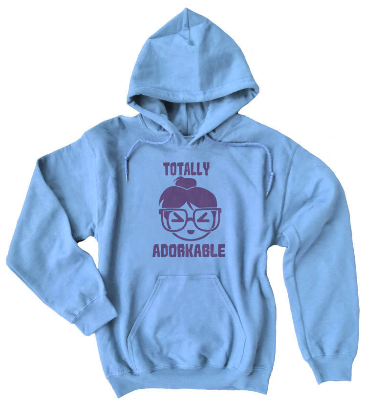 Totally Adorkable Pullover Hoodie - Light Blue