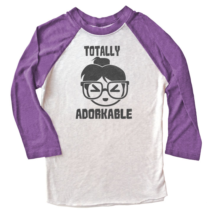 Totally Adorkable Raglan Long Sleeve T-shirt - Purple/White