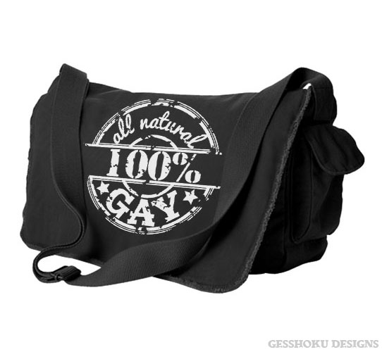 100% All Natural Gay Messenger Bag - Black