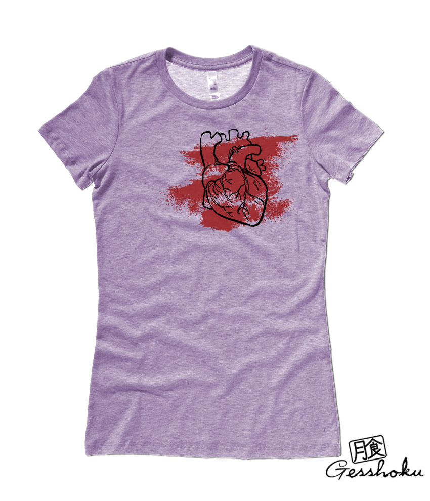 Laid My Heart Bare Ladies T-shirt - Heather Purple
