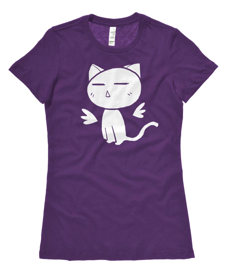 Angel Wings Kawaii Kitty Ladies T-shirt - Purple