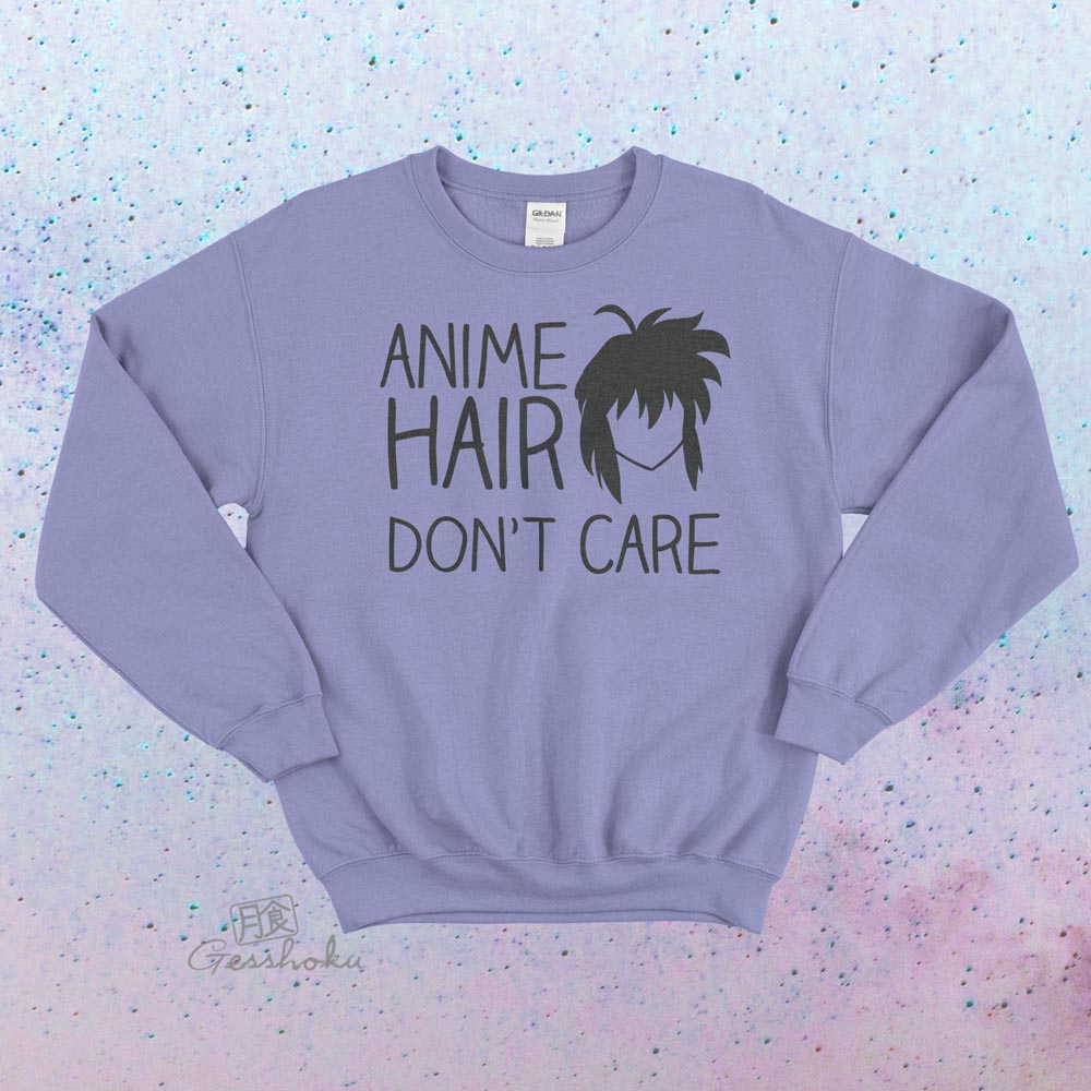 Anime Hair Don't Care Crewneck Sweatshirt - Violet