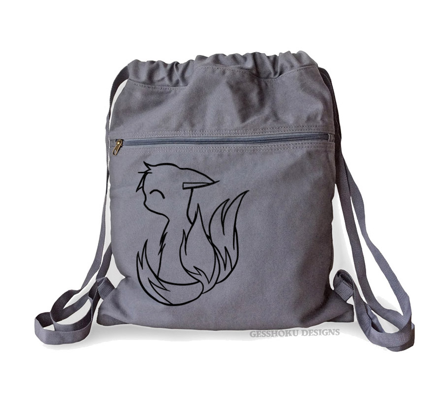 3-tailed Baby Kitsune Cinch Backpack - Smoke Grey
