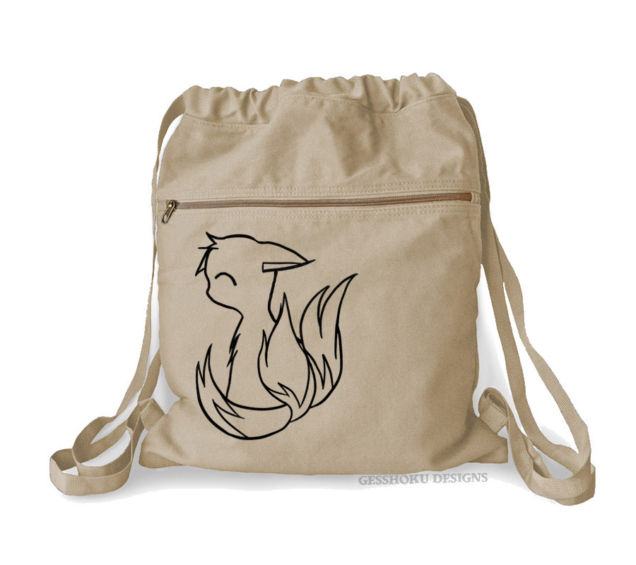 3-tailed Baby Kitsune Cinch Backpack - Natural