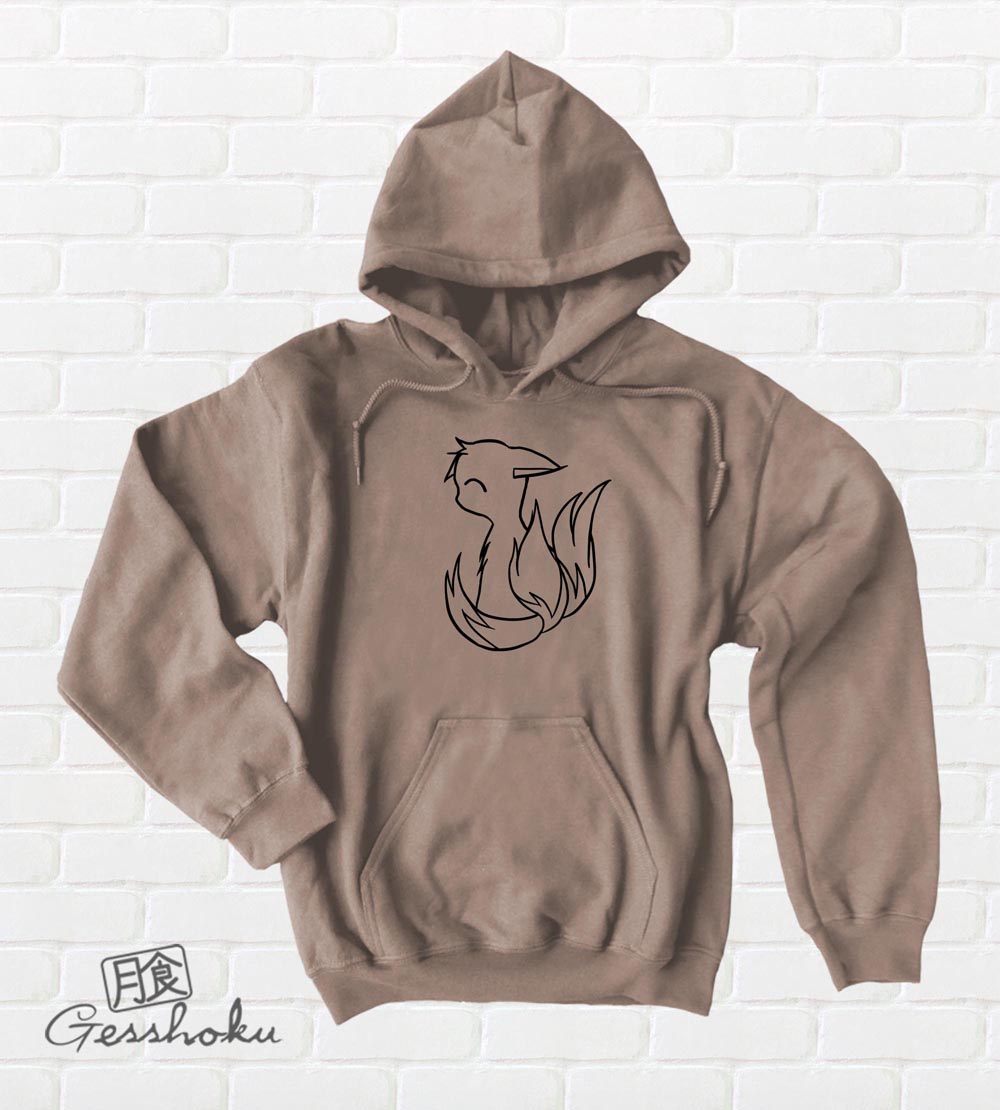 3-tailed Baby Kitsune Pullover Hoodie - Brown
