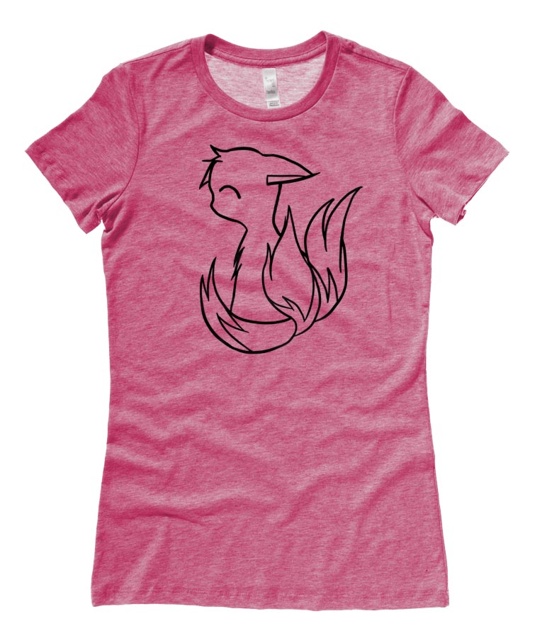 3-tailed Baby Kitsune Ladies T-shirt - Heather Raspberry