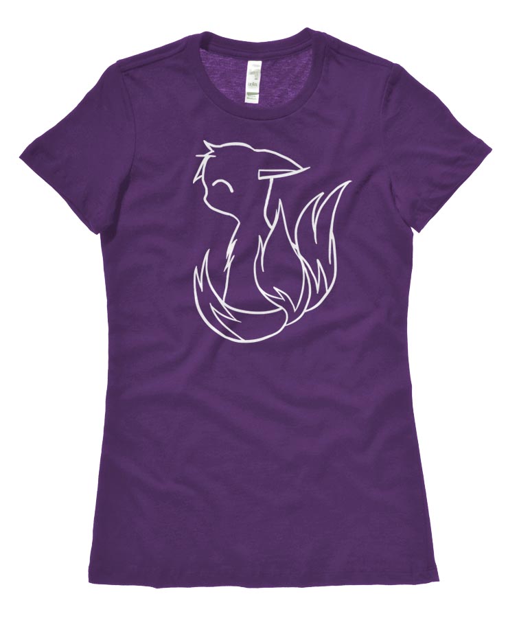 3-tailed Baby Kitsune Ladies T-shirt - Purple