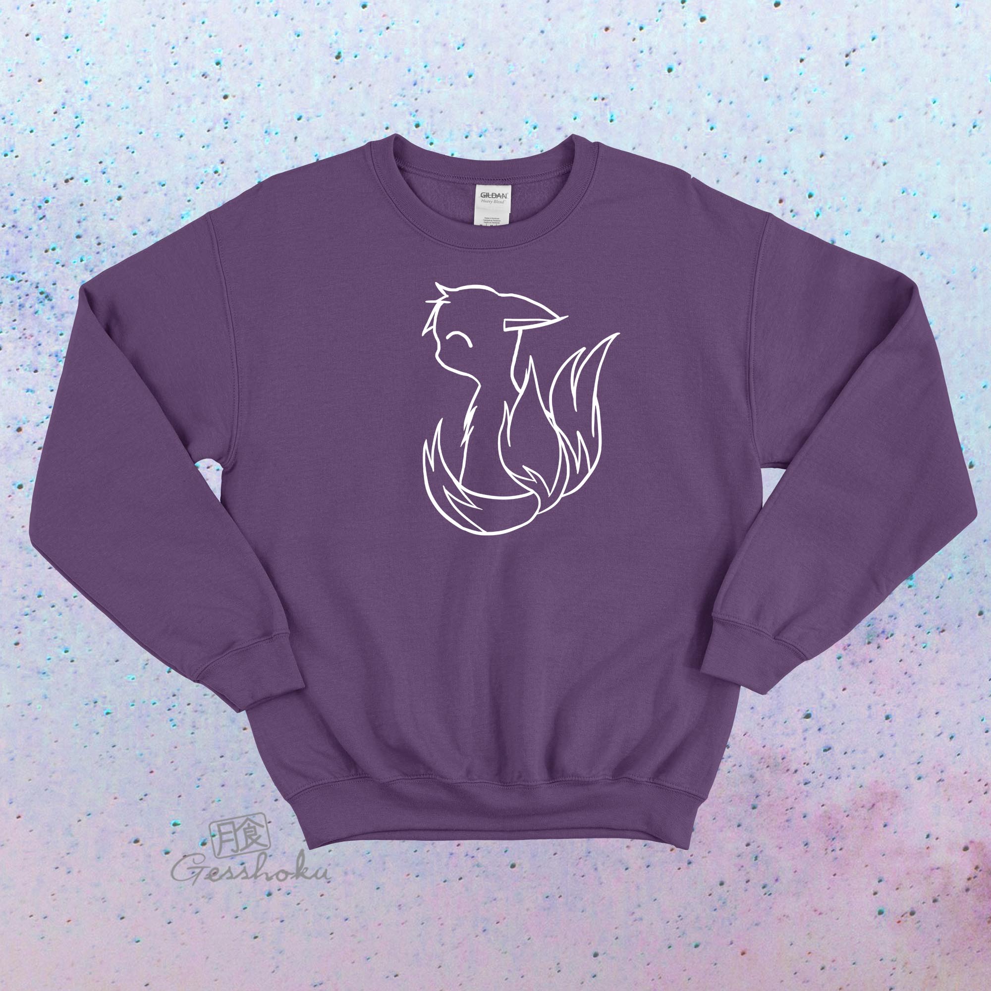 3-tailed Baby Kitsune Crewneck Sweatshirt - Purple