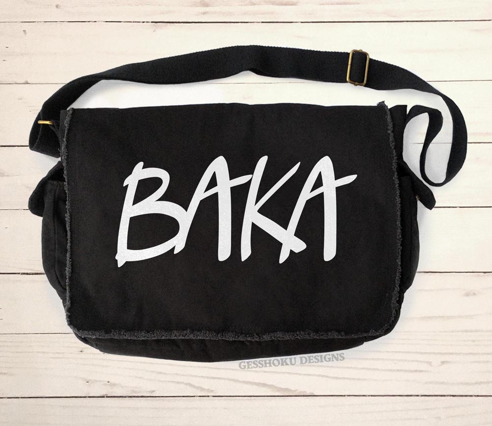 Baka (text) Messenger Bag - Black-