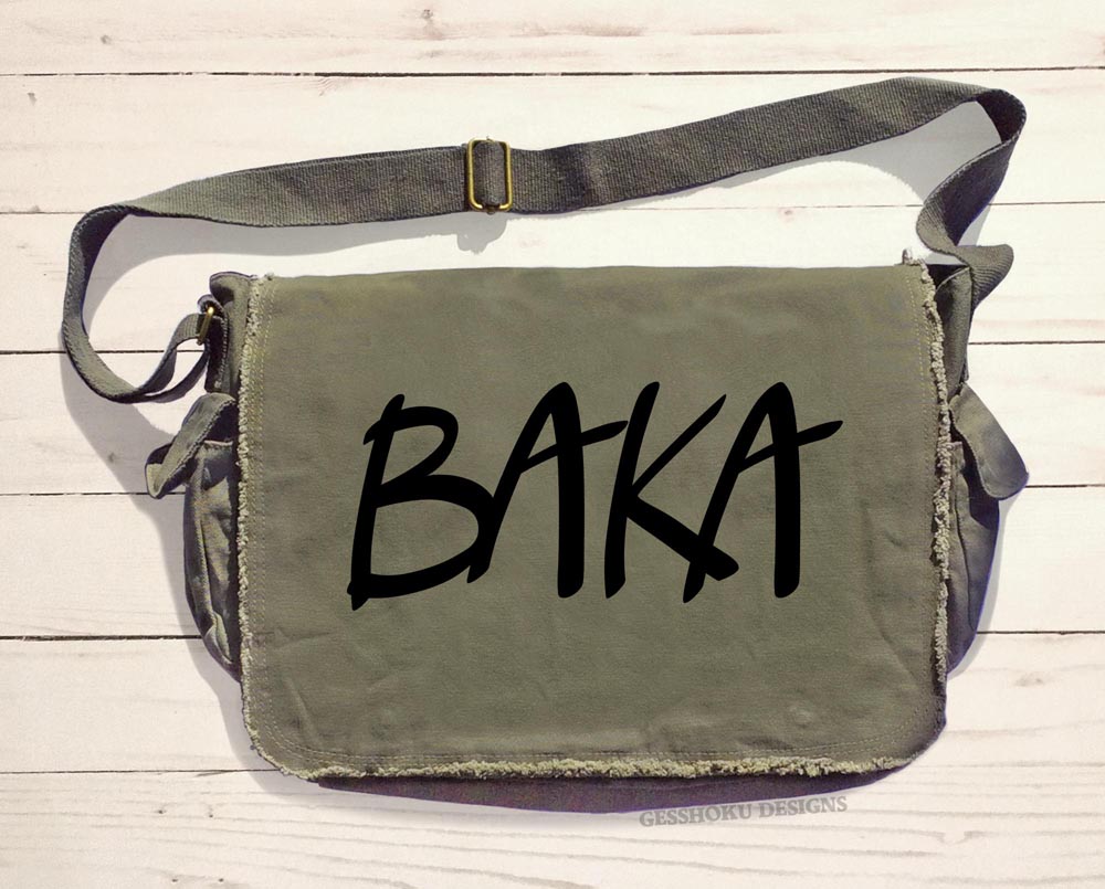 Baka (text) Messenger Bag - Khaki Green