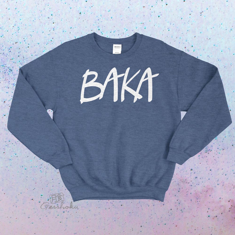 BAKA (text) Crewneck Sweatshirt - Heather Blue