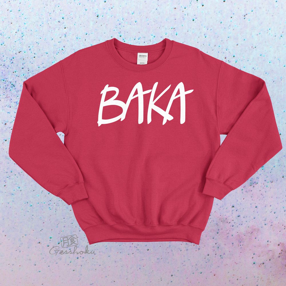 BAKA (text) Crewneck Sweatshirt - Red