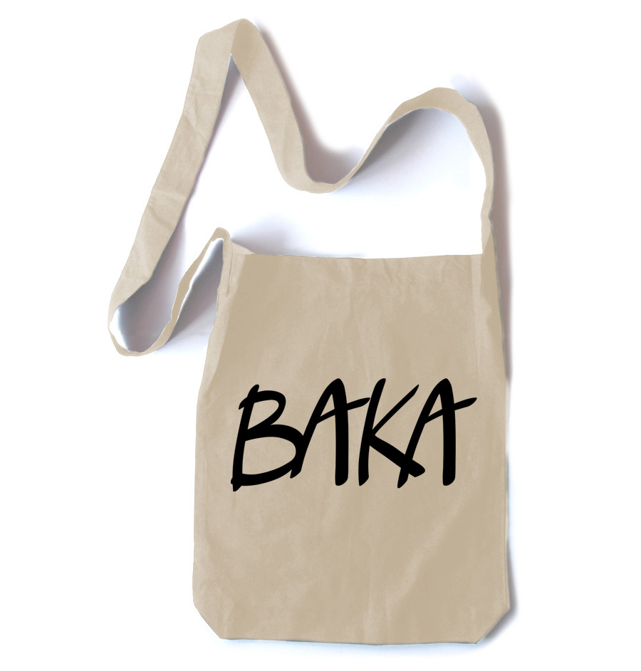 Baka (text) Crossbody Tote Bag - Natural