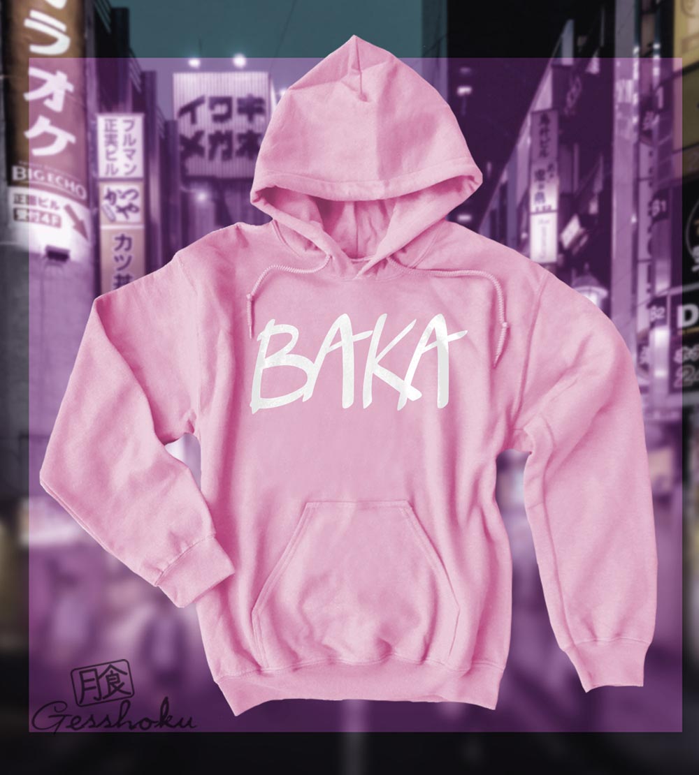Baka (text) Pullover Hoodie - Light Pink