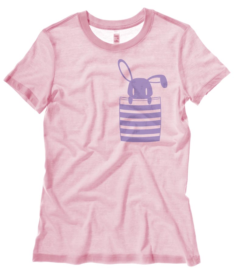 Bunny in My Pocket Ladies T-shirt - Light Pink