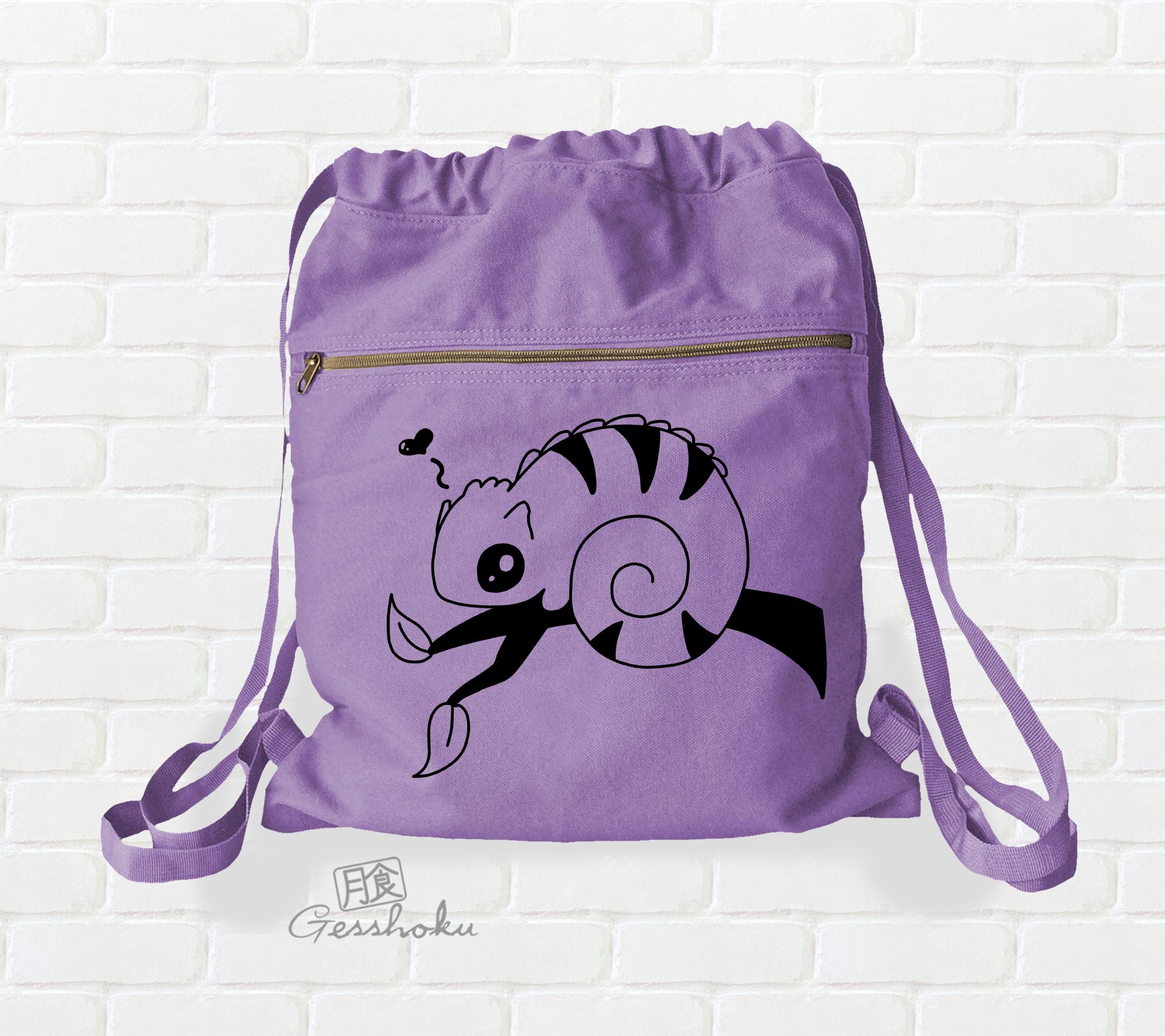 Chameleon in Love Cinch Backpack - Purple