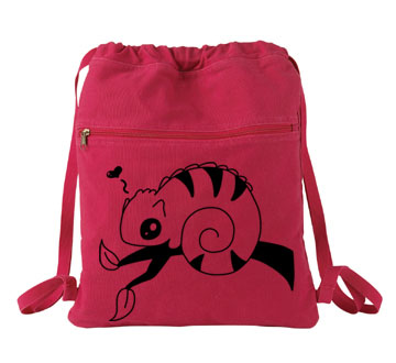 Chameleon in Love Cinch Backpack - Red