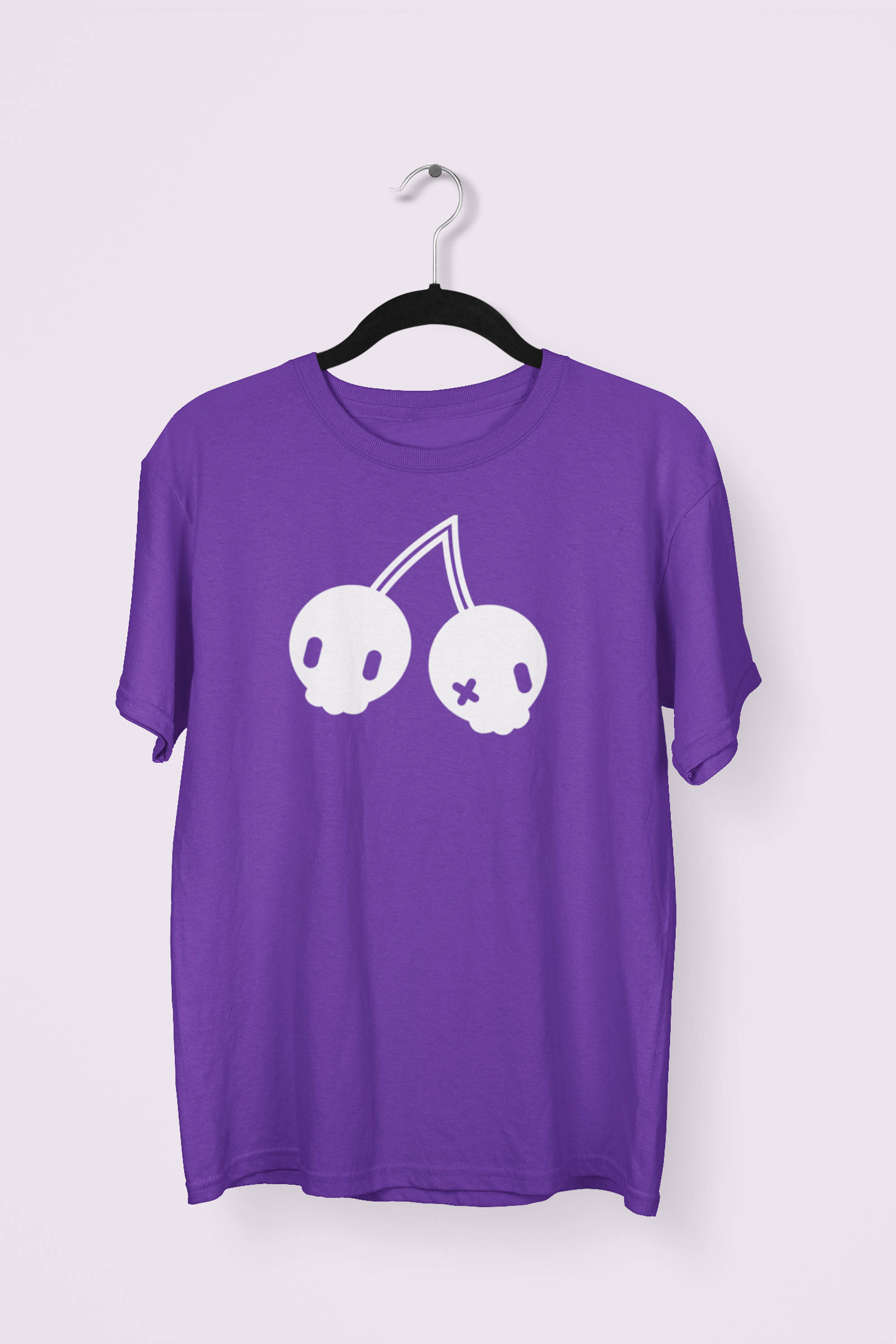 Cherry Skulls T-shirt by Dokkirii - Purple