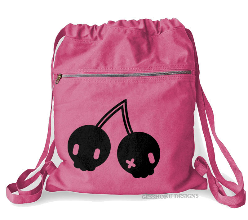 Cherry Skulls Cinch Backpack - Raspberry