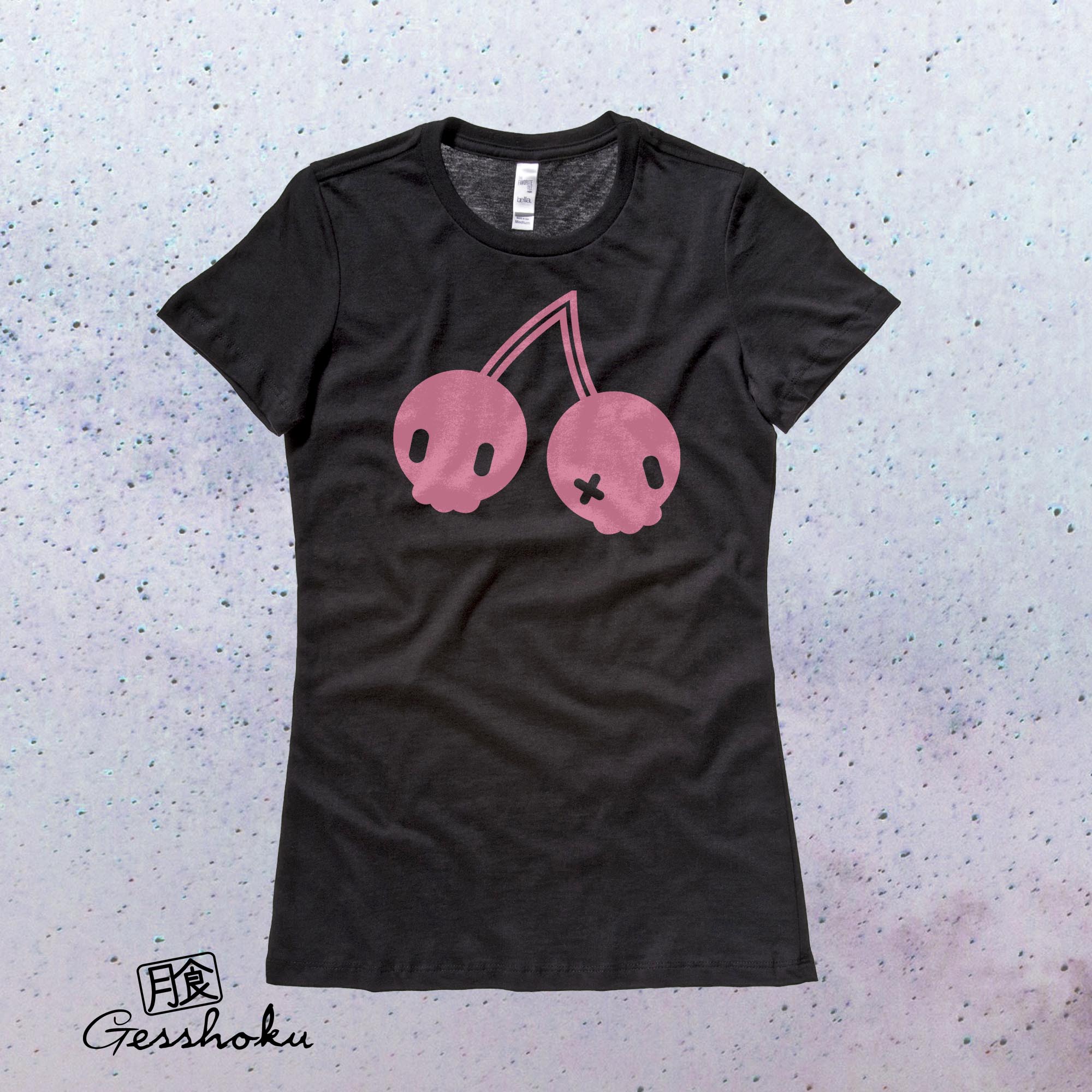 Cherry Skulls Ladies T-shirt - Pink/Black