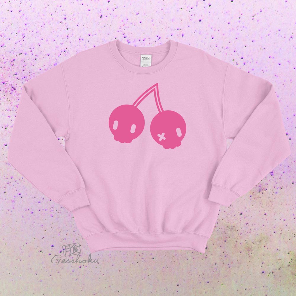 Gothic Cherry Skulls Crewneck Sweatshirt - Light Pink