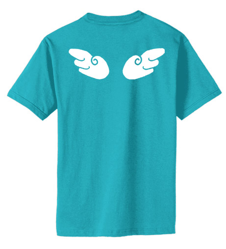 Chibi Angel Wings T-shirt - Aqua Blue