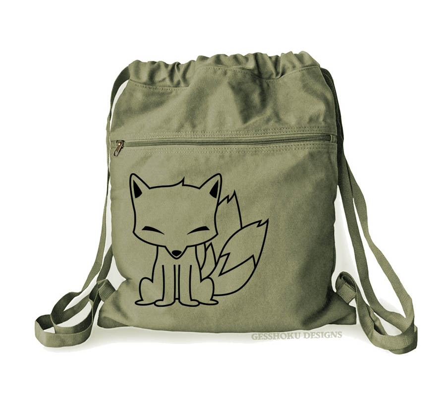 Chibi Kitsune Cinch Backpack - Khaki Green