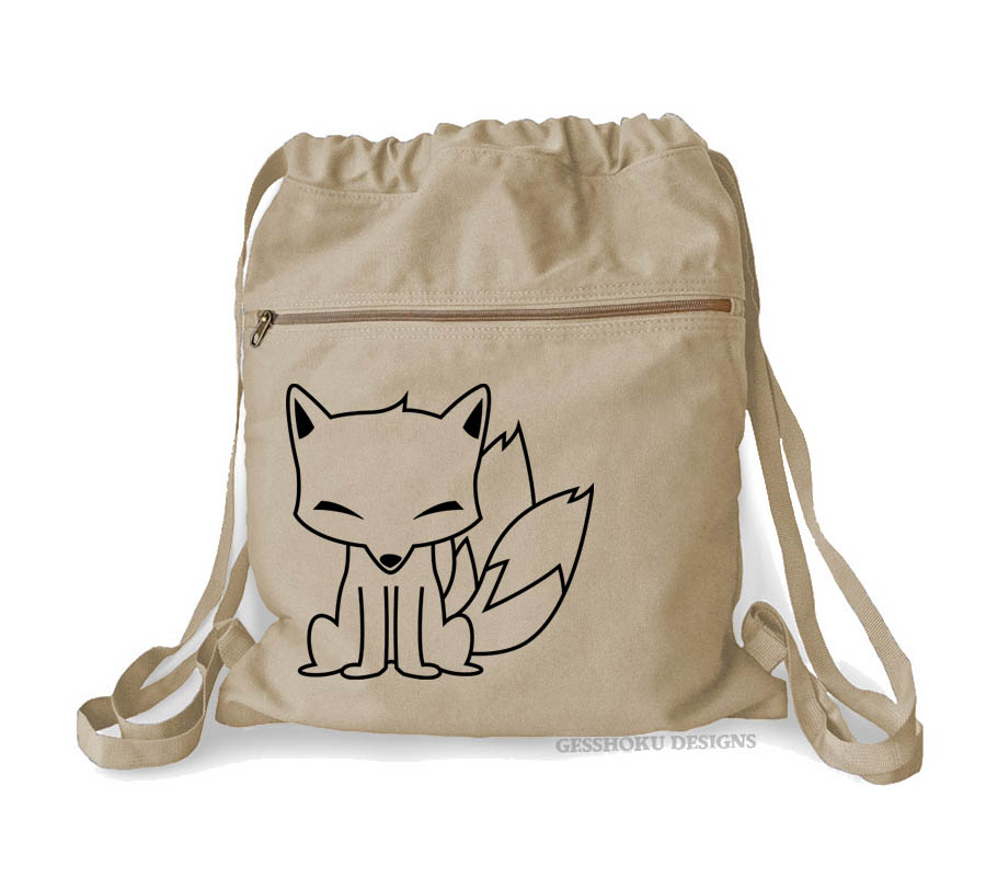 Chibi Kitsune Cinch Backpack - Natural