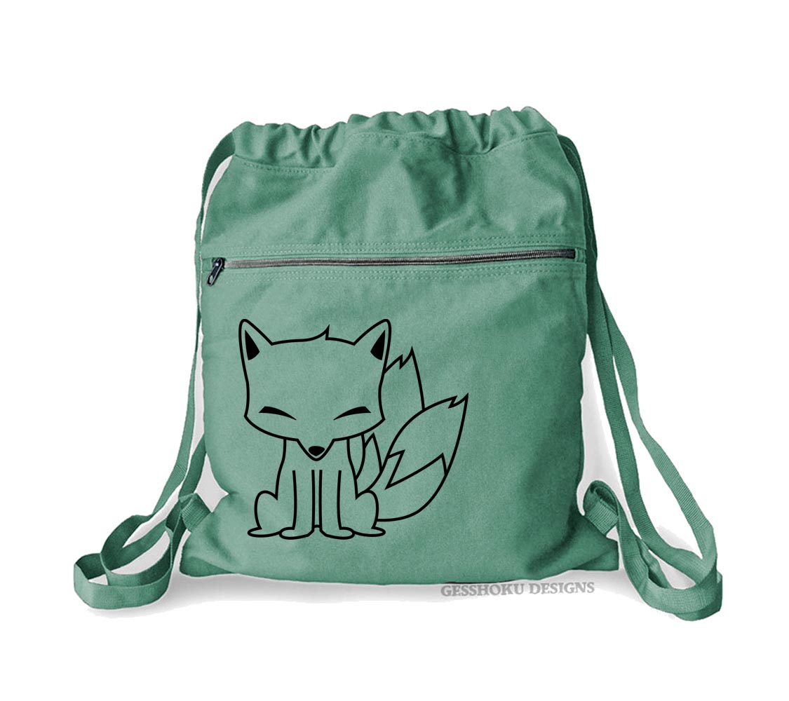 Chibi Kitsune Cinch Backpack - Seafoam