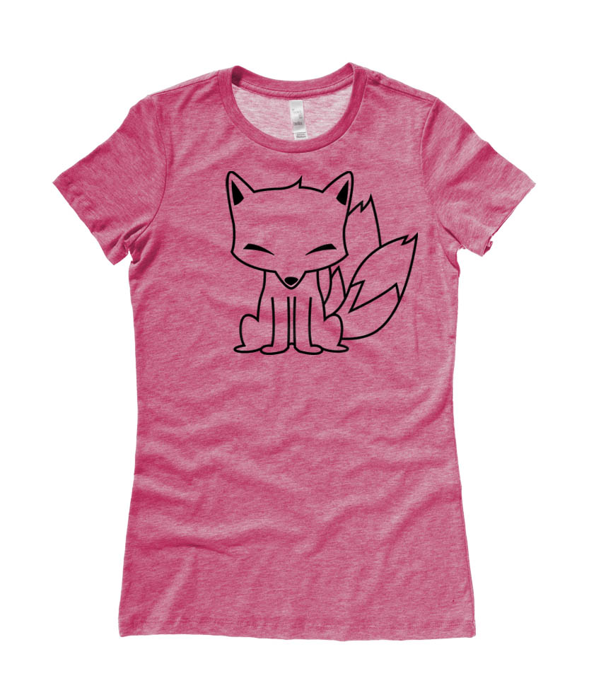 Chibi Kitsune Ladies T-shirt - Heather Raspberry