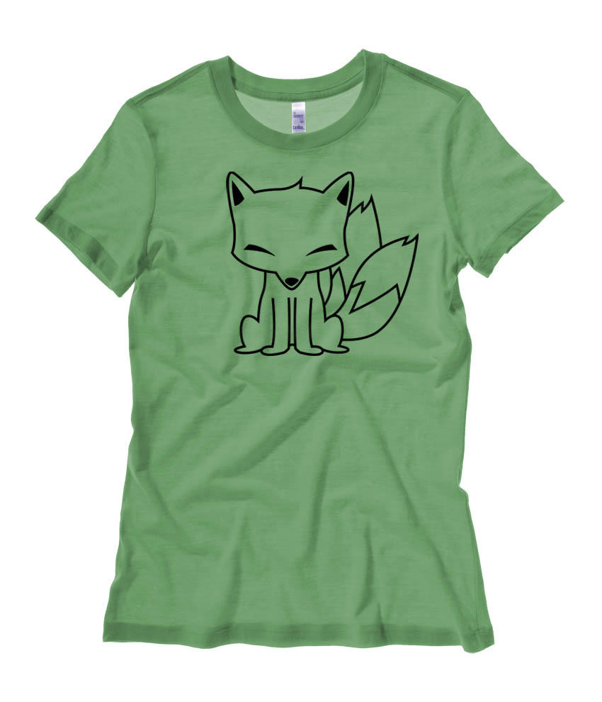 Chibi Kitsune Ladies T-shirt - Leaf Green