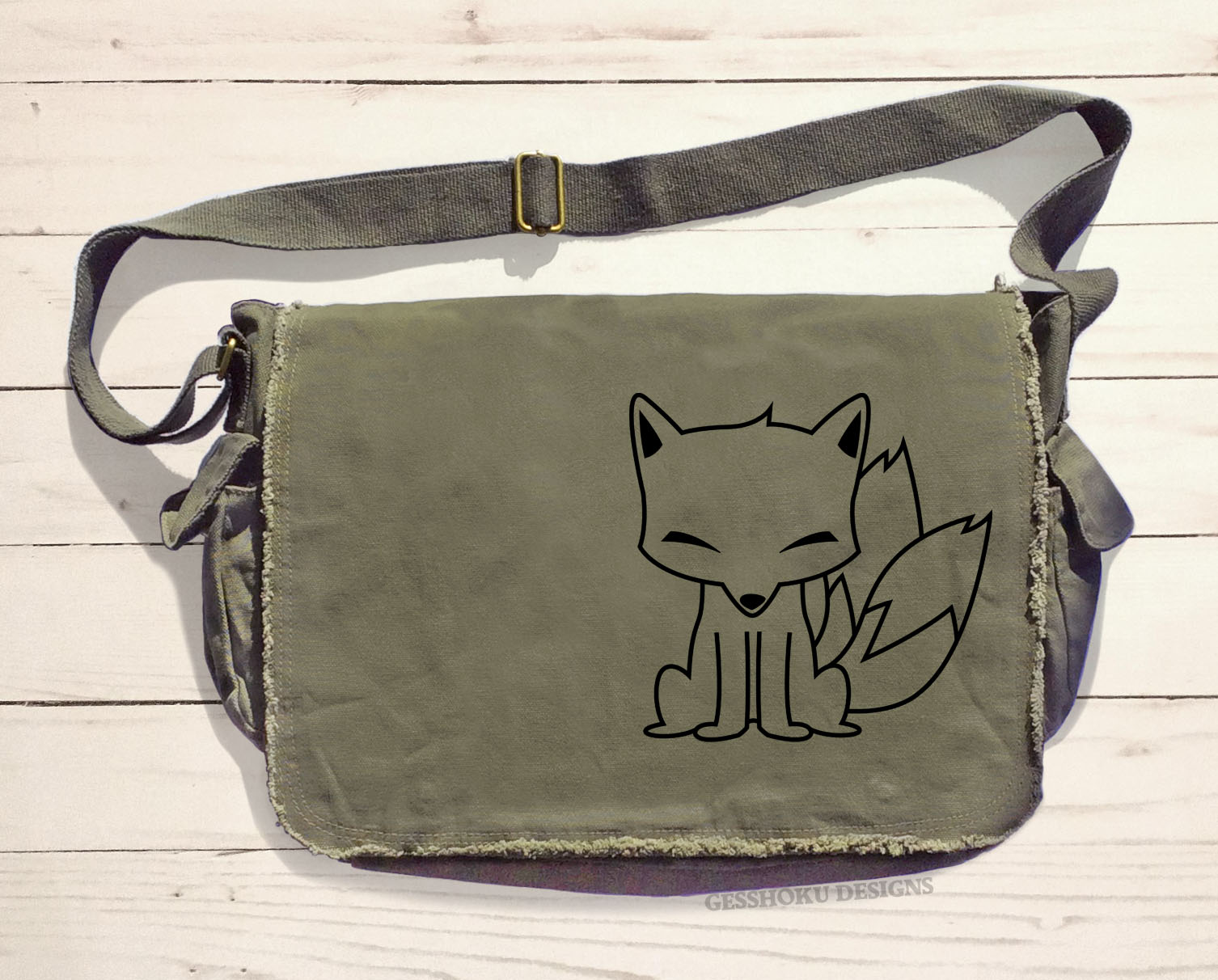 Chibi Kitsune Messenger Bag - Khaki Green