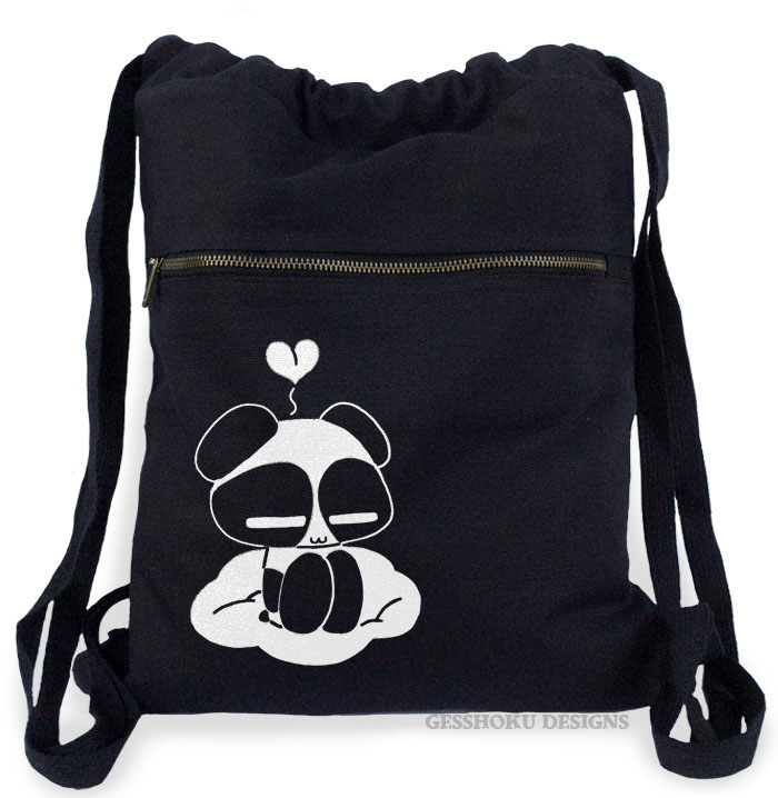 Chibi Goth Panda Cinch Backpack - Black