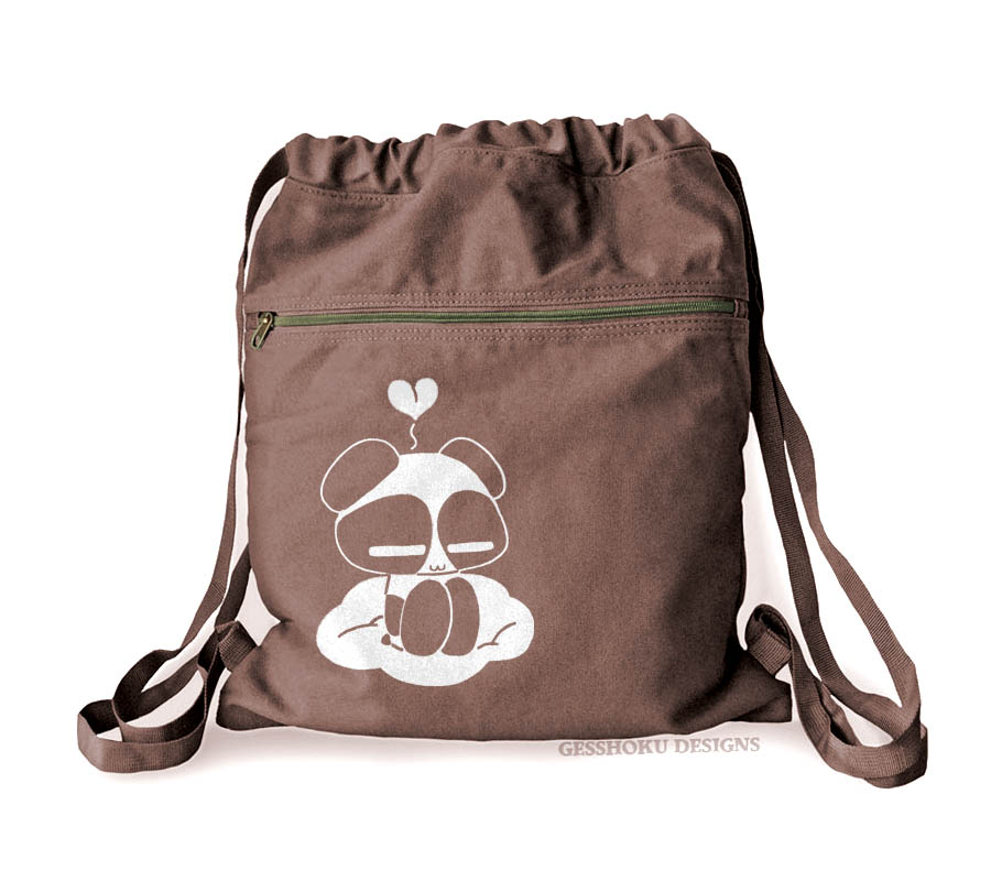 Chibi Goth Panda Cinch Backpack - Brown