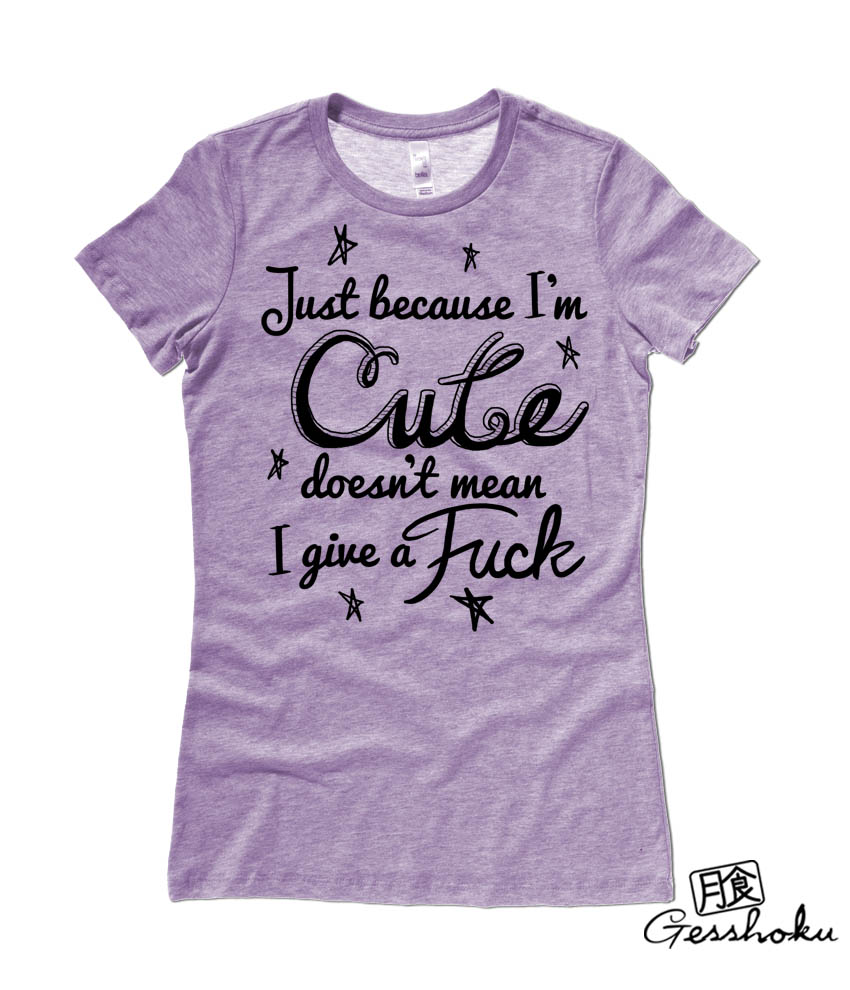 Cute Doesn't Give a Fuck Ladies T-shirt - Heather Purple