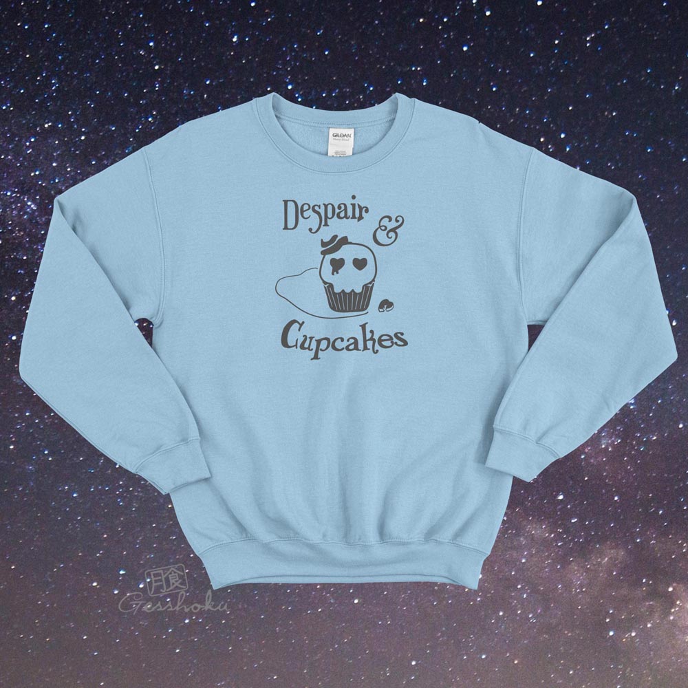 Despair and Cupcakes Crewneck Sweatshirt - Light Blue