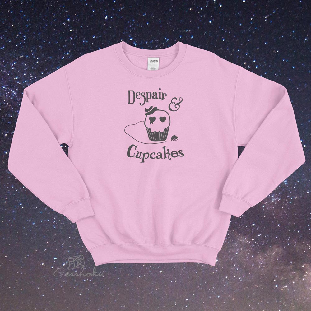 Despair and Cupcakes Crewneck Sweatshirt - Light Pink