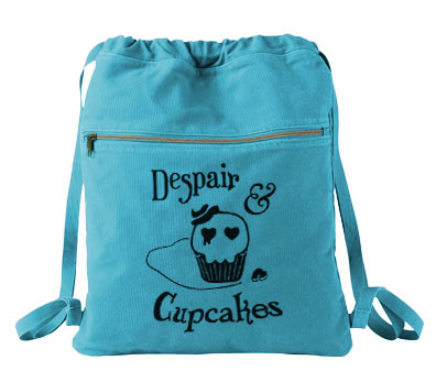 Despair and Cupcakes Cinch Backpack - Aqua Blue