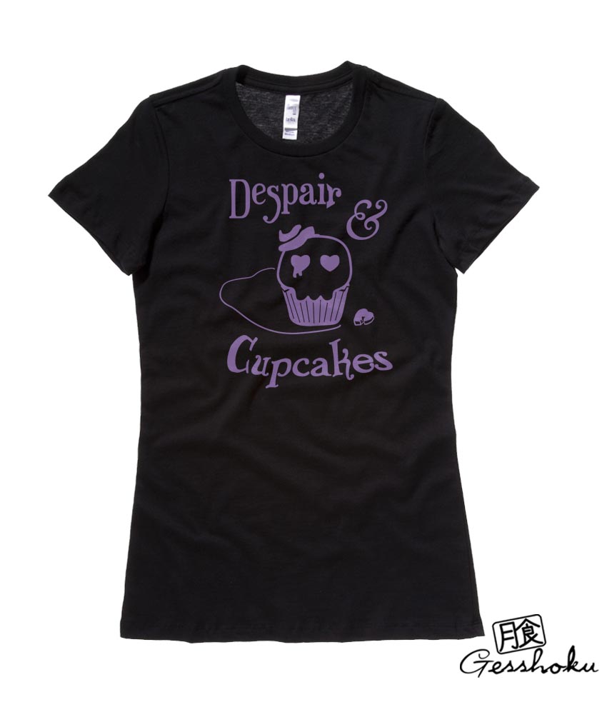 Despair and Cupcakes Ladies T-shirt - Black/Purple