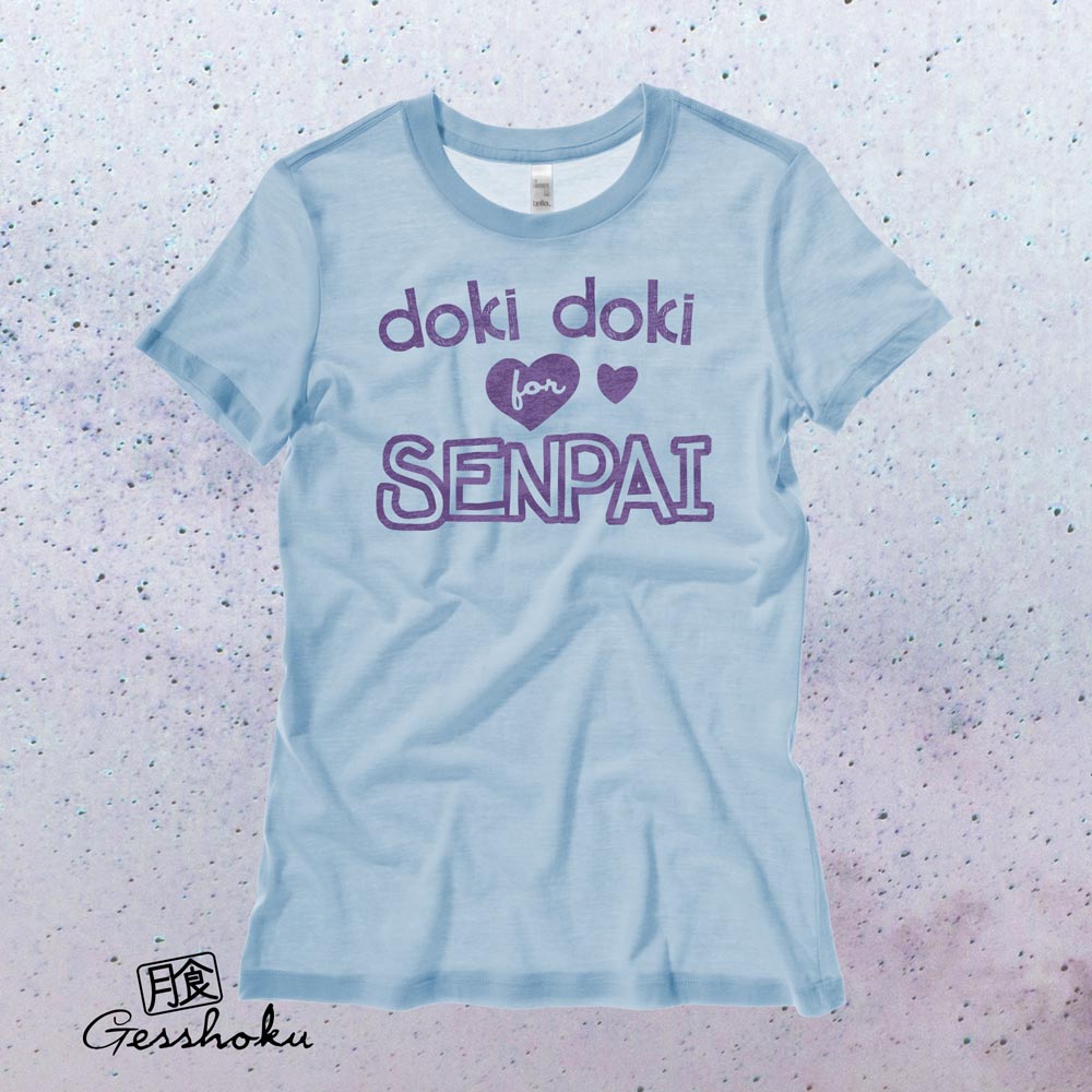 Doki Doki for Senpai Ladies T-shirt - Light Blue
