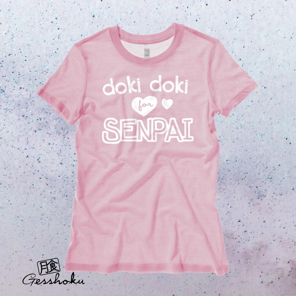 Doki Doki for Senpai Ladies T-shirt - Light Pink