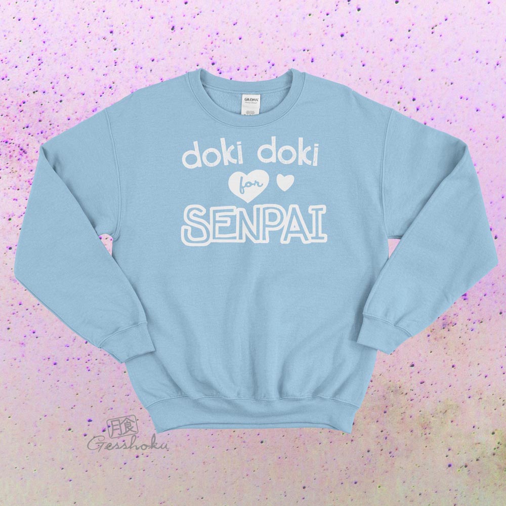 Doki Doki for Senpai Crewneck Sweatshirt - Light Blue