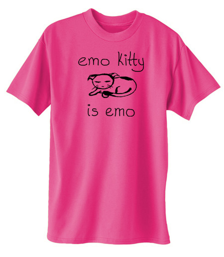 Emo Kitty T-shirt - Hot Pink