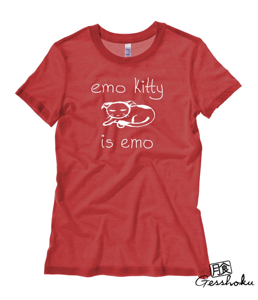 Emo Kitty Ladies T-shirt - Red